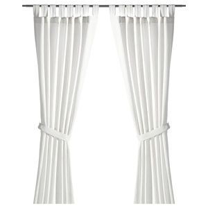LENDA Curtains with tie-backs, 1 PAIR, White, 140x250 cm